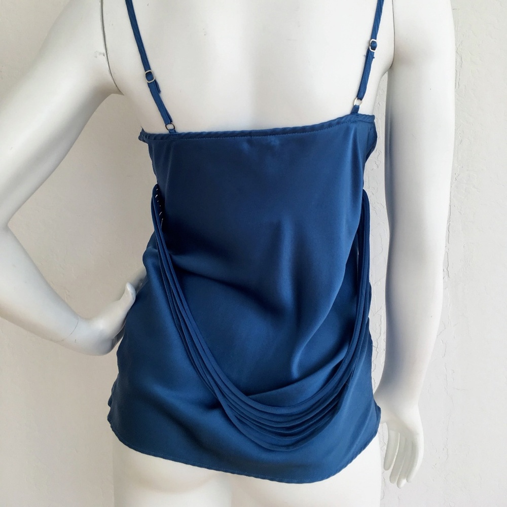 Silk Blue Spaghetti Strap Tank Top - Picture 6 of 8